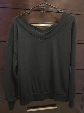 Relaxed Black V-Neck Women's Sweater